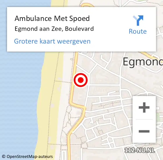 Locatie op kaart van de 112 melding: Ambulance Met Spoed Naar Egmond aan Zee, Boulevard op 24 mei 2014 19:45