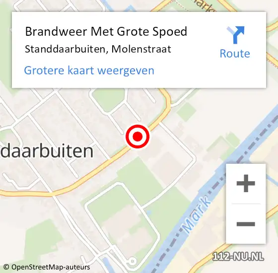 Locatie op kaart van de 112 melding: Brandweer Met Grote Spoed Naar Standdaarbuiten, Molenstraat op 18 november 2020 14:27