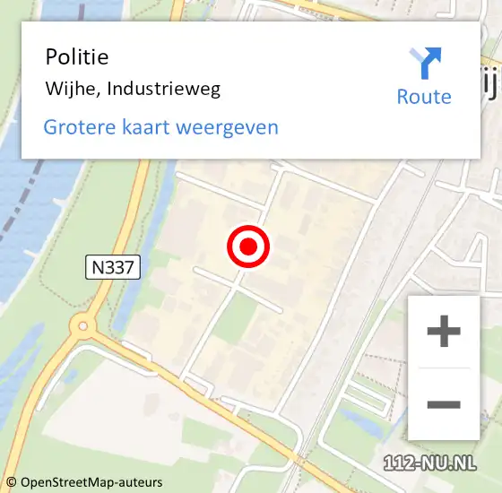 Locatie op kaart van de 112 melding: Politie Wijhe, Industrieweg op 18 november 2020 15:49