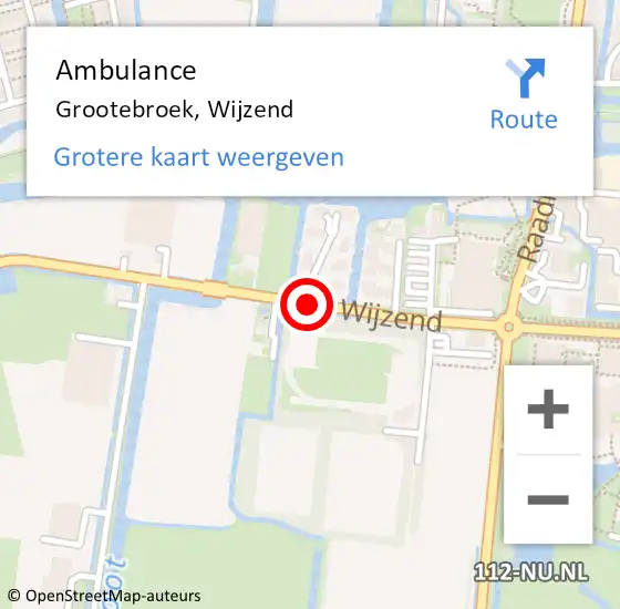 Locatie op kaart van de 112 melding: Ambulance Grootebroek, Wijzend op 18 november 2020 16:04