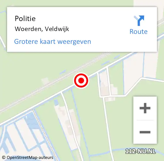 Locatie op kaart van de 112 melding: Politie Woerden, Veldwijk op 18 november 2020 16:14