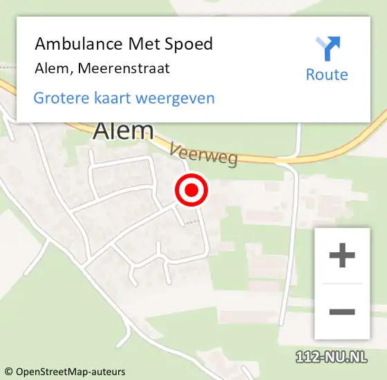 Locatie op kaart van de 112 melding: Ambulance Met Spoed Naar Alem, Meerenstraat op 18 november 2020 16:53