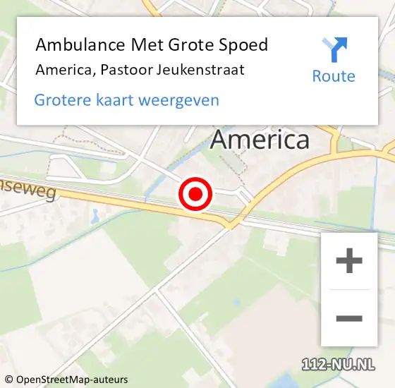 Locatie op kaart van de 112 melding: Ambulance Met Grote Spoed Naar America, Pastoor Jeukenstraat op 24 mei 2014 20:07