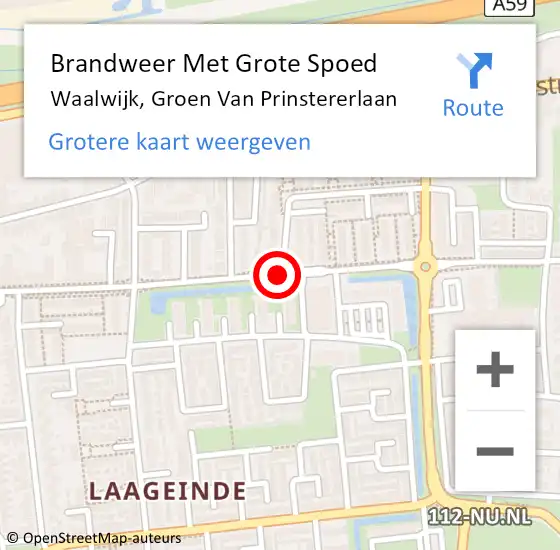 Locatie op kaart van de 112 melding: Brandweer Met Grote Spoed Naar Waalwijk, Groen Van Prinstererlaan op 18 november 2020 17:08