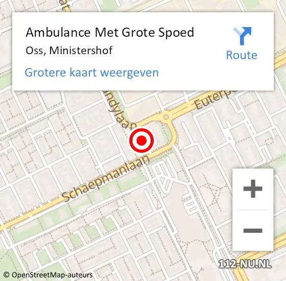 Locatie op kaart van de 112 melding: Ambulance Met Grote Spoed Naar Oss, Ministershof op 18 november 2020 17:20