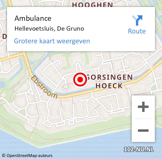 Locatie op kaart van de 112 melding: Ambulance Hellevoetsluis, De Gruno op 18 november 2020 17:26