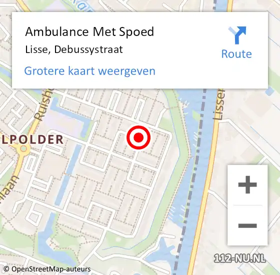 Locatie op kaart van de 112 melding: Ambulance Met Spoed Naar Lisse, Debussystraat op 18 november 2020 18:35