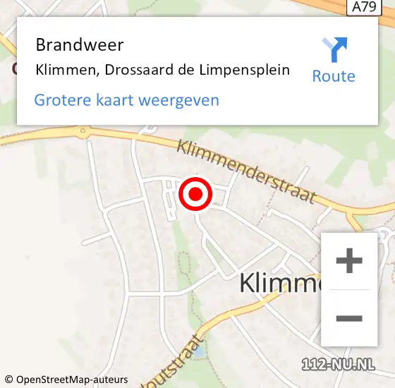 Locatie op kaart van de 112 melding: Brandweer Klimmen, Drossaard de Limpensplein op 24 mei 2014 20:19