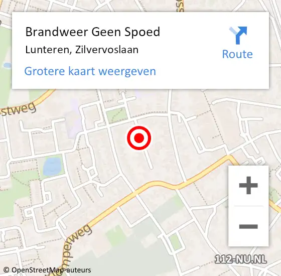 Locatie op kaart van de 112 melding: Brandweer Geen Spoed Naar Lunteren, Zilvervoslaan op 18 november 2020 20:30