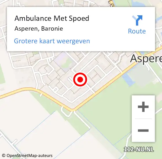 Locatie op kaart van de 112 melding: Ambulance Met Spoed Naar Asperen, Baronie op 18 november 2020 22:43