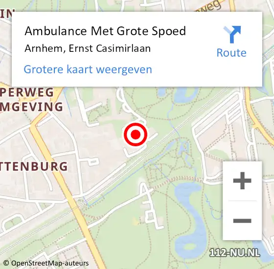 Locatie op kaart van de 112 melding: Ambulance Met Grote Spoed Naar Arnhem, Ernst Casimirlaan op 19 november 2020 00:03