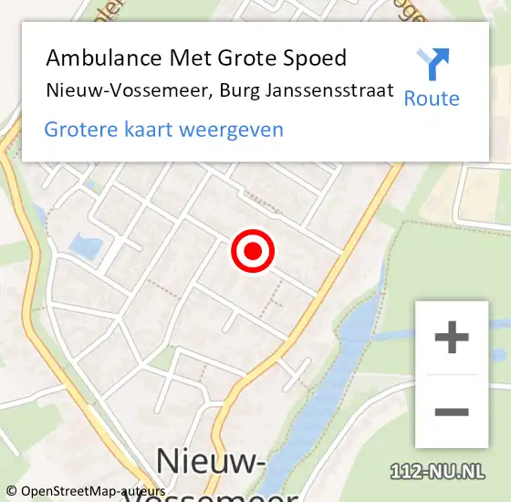 Locatie op kaart van de 112 melding: Ambulance Met Grote Spoed Naar Nieuw-Vossemeer, Burg Janssensstraat op 24 mei 2014 20:54