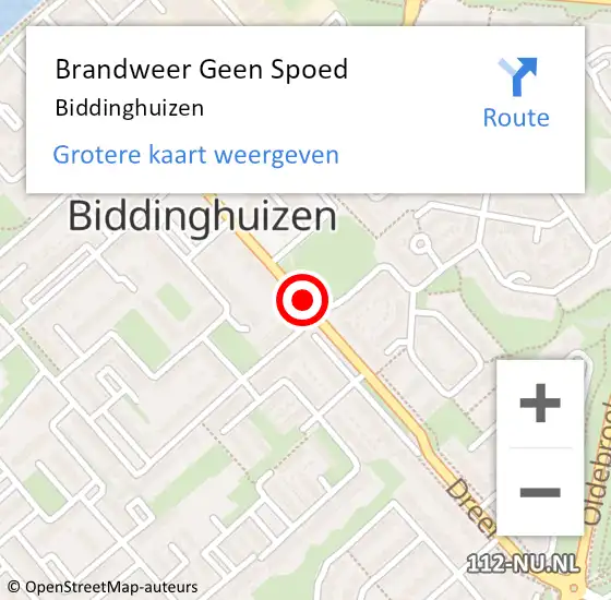 Locatie op kaart van de 112 melding: Brandweer Geen Spoed Naar Biddinghuizen op 19 november 2020 05:20