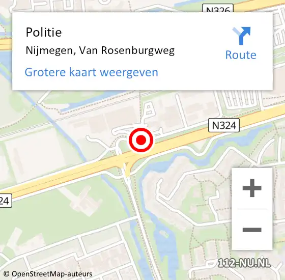 Locatie op kaart van de 112 melding: Politie Nijmegen, Van Rosenburgweg op 19 november 2020 07:43
