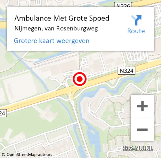 Locatie op kaart van de 112 melding: Ambulance Met Grote Spoed Naar Nijmegen, van Rosenburgweg op 19 november 2020 07:44