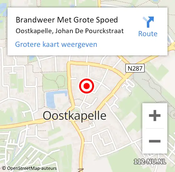 Locatie op kaart van de 112 melding: Brandweer Met Grote Spoed Naar Oostkapelle, Johan De Pourckstraat op 19 november 2020 08:25