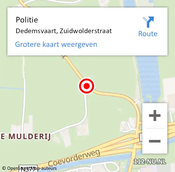 Locatie op kaart van de 112 melding: Politie Dedemsvaart, Zuidwolderstraat op 19 november 2020 08:42