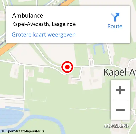 Locatie op kaart van de 112 melding: Ambulance Kapel-Avezaath, Laageinde op 19 november 2020 10:22