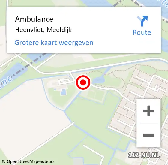 Locatie op kaart van de 112 melding: Ambulance Heenvliet, Meeldijk op 19 november 2020 11:37