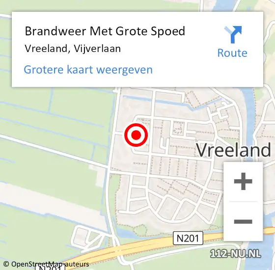 Locatie op kaart van de 112 melding: Brandweer Met Grote Spoed Naar Vreeland, Vijverlaan op 24 mei 2014 21:36