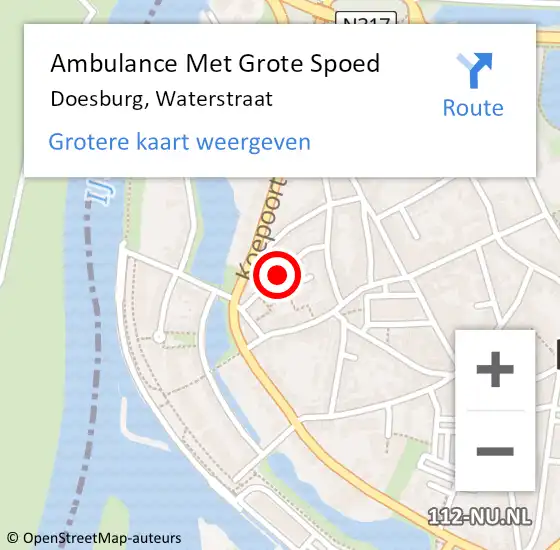 Locatie op kaart van de 112 melding: Ambulance Met Grote Spoed Naar Doesburg, Waterstraat op 19 november 2020 12:04