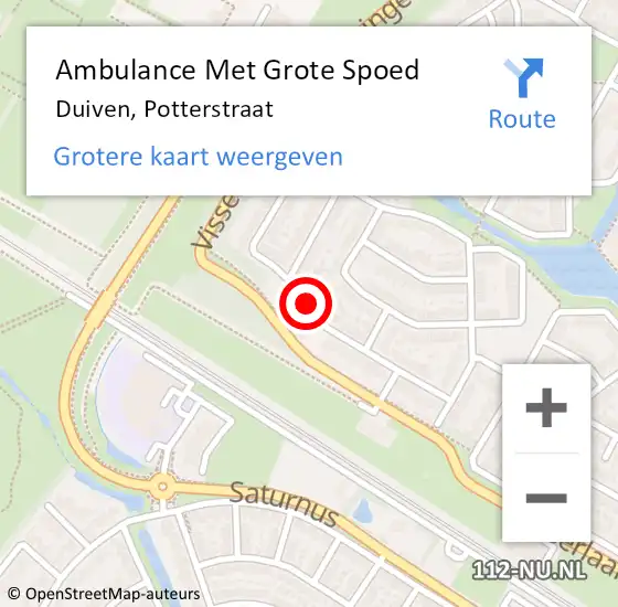 Locatie op kaart van de 112 melding: Ambulance Met Grote Spoed Naar Duiven, Potterstraat op 19 november 2020 14:59