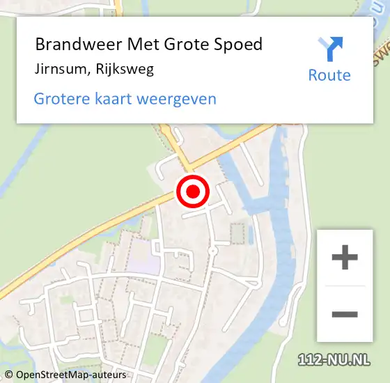 Locatie op kaart van de 112 melding: Brandweer Met Grote Spoed Naar Jirnsum, Rijksweg op 19 november 2020 15:07