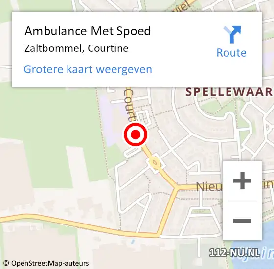 Locatie op kaart van de 112 melding: Ambulance Met Spoed Naar Zaltbommel, Courtine op 19 november 2020 15:25