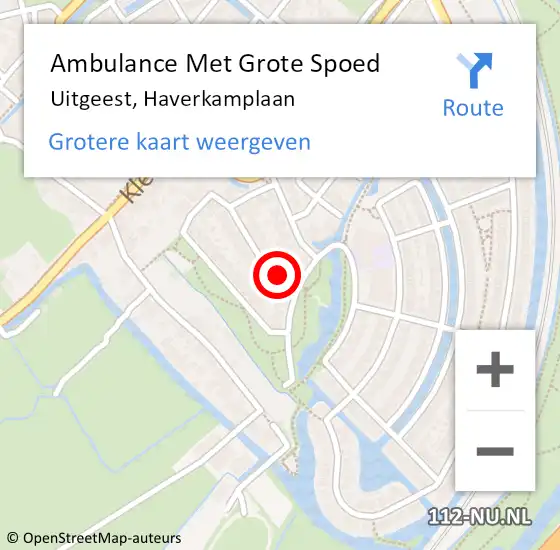 Locatie op kaart van de 112 melding: Ambulance Met Grote Spoed Naar Uitgeest, Haverkamplaan op 19 november 2020 17:15