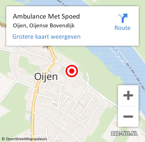 Locatie op kaart van de 112 melding: Ambulance Met Spoed Naar Oijen, Oijense Bovendijk op 24 mei 2014 22:36