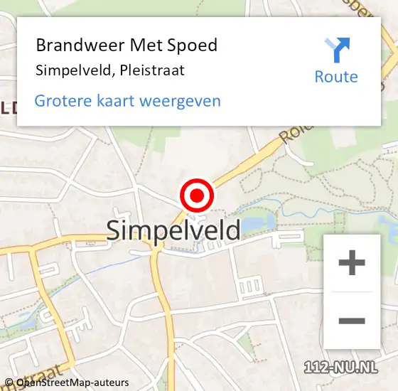 Locatie op kaart van de 112 melding: Brandweer Met Spoed Naar Simpelveld, Pleistraat op 19 november 2020 19:13