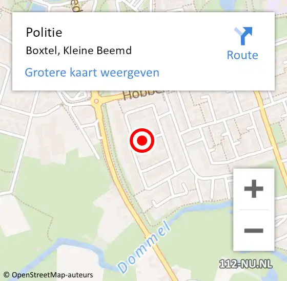 Locatie op kaart van de 112 melding: Politie Boxtel, Kleine Beemd op 19 november 2020 19:17