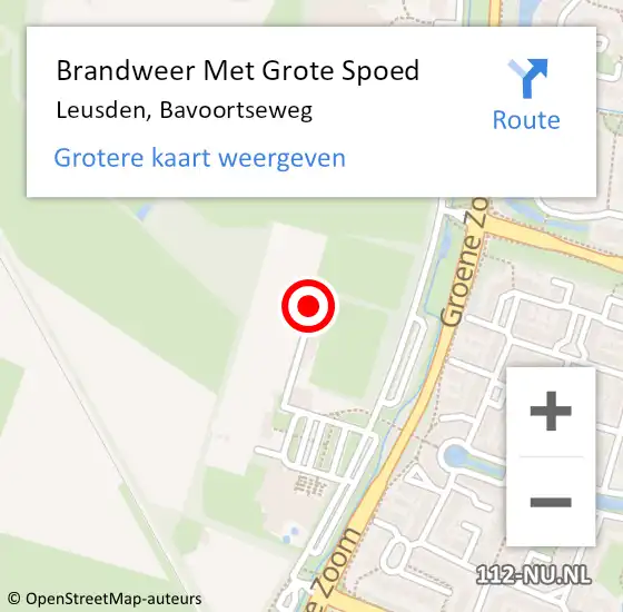 Locatie op kaart van de 112 melding: Brandweer Met Grote Spoed Naar Leusden, Bavoortseweg op 19 november 2020 21:00