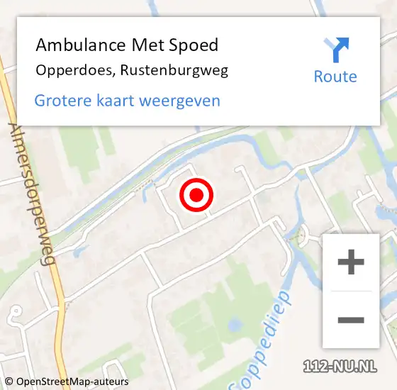 Locatie op kaart van de 112 melding: Ambulance Met Spoed Naar Opperdoes, Rustenburgweg op 19 november 2020 21:06
