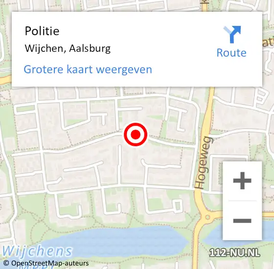 Locatie op kaart van de 112 melding: Politie Wijchen, Aalsburg op 19 november 2020 23:43