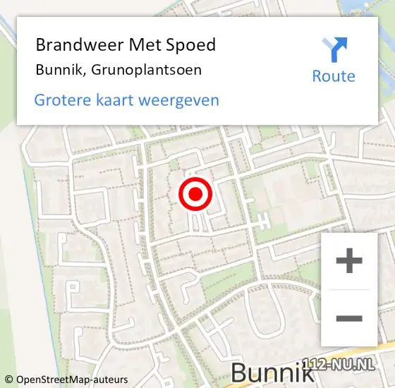 Locatie op kaart van de 112 melding: Brandweer Met Spoed Naar Bunnik, Grunoplantsoen op 20 november 2020 00:40