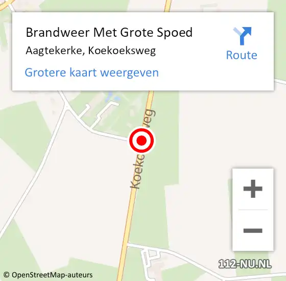 Locatie op kaart van de 112 melding: Brandweer Met Grote Spoed Naar Aagtekerke, Koekoeksweg op 20 november 2020 00:52