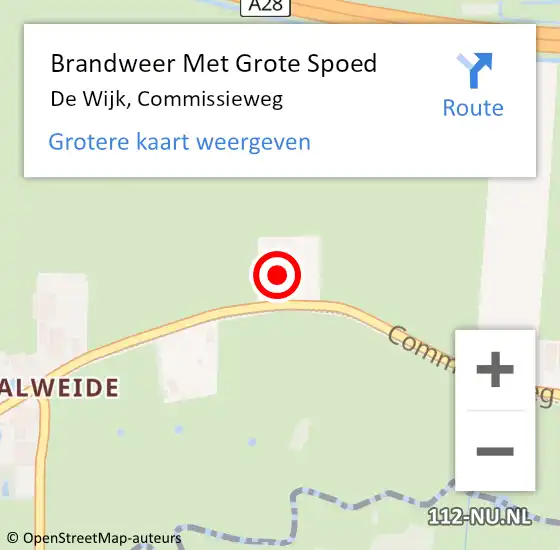 Locatie op kaart van de 112 melding: Brandweer Met Grote Spoed Naar De Wijk, Commissieweg op 24 mei 2014 23:15