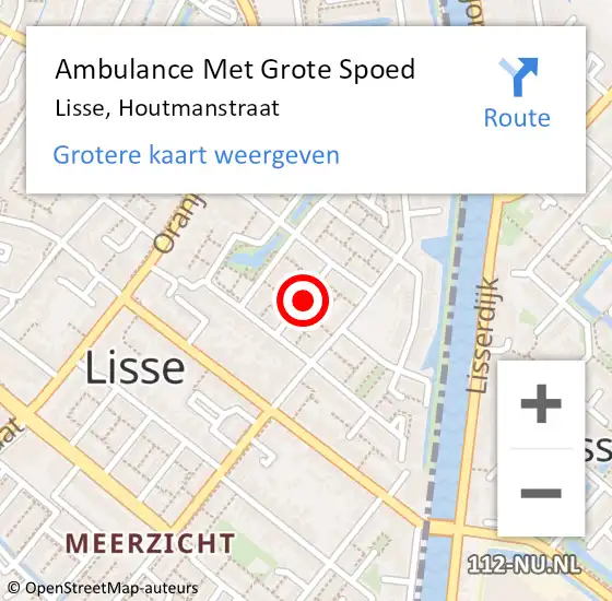 Locatie op kaart van de 112 melding: Ambulance Met Grote Spoed Naar Lisse, Houtmanstraat op 20 november 2020 03:46