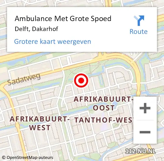 Locatie op kaart van de 112 melding: Ambulance Met Grote Spoed Naar Delft, Dakarhof op 20 november 2020 04:08