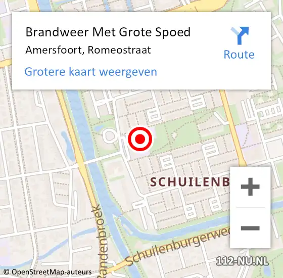 Locatie op kaart van de 112 melding: Brandweer Met Grote Spoed Naar Amersfoort, Romeostraat op 20 november 2020 07:00