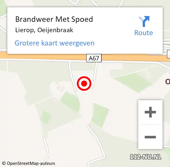 Locatie op kaart van de 112 melding: Brandweer Met Spoed Naar Lierop, Oeijenbraak op 20 november 2020 08:12