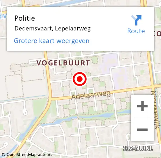 Locatie op kaart van de 112 melding: Politie Dedemsvaart, Lepelaarweg op 20 november 2020 08:29