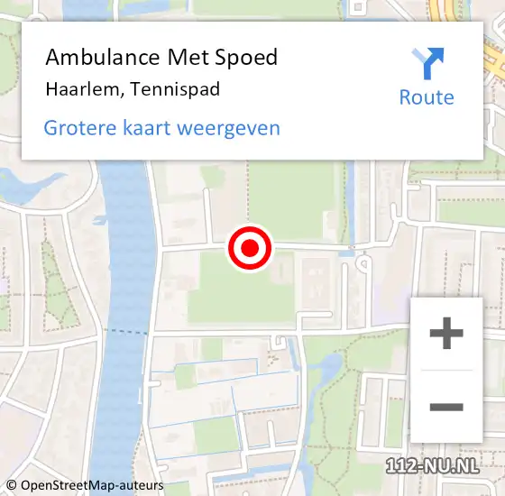 Locatie op kaart van de 112 melding: Ambulance Met Spoed Naar Haarlem, Tennispad op 20 november 2020 08:39