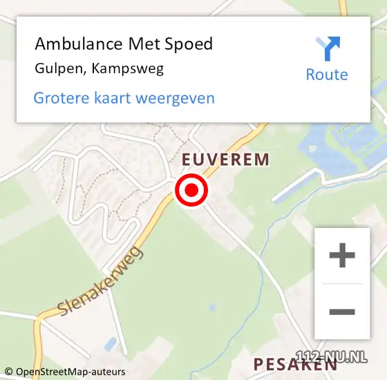 Locatie op kaart van de 112 melding: Ambulance Met Spoed Naar Gulpen, Kampsweg op 24 mei 2014 23:47