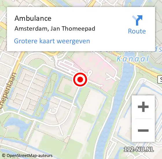 Locatie op kaart van de 112 melding: Ambulance Amsterdam, Jan Thomeepad op 20 november 2020 09:38