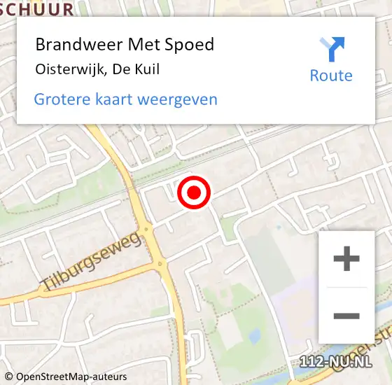 Locatie op kaart van de 112 melding: Brandweer Met Spoed Naar Oisterwijk, De Kuil op 20 november 2020 10:41