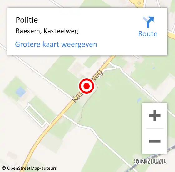 Locatie op kaart van de 112 melding: Politie Baexem, Kasteelweg op 20 november 2020 10:49