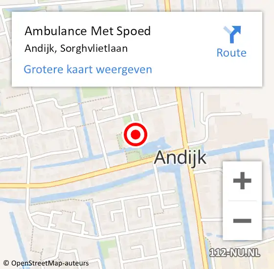 Locatie op kaart van de 112 melding: Ambulance Met Spoed Naar Andijk, Sorghvlietlaan op 20 november 2020 13:39
