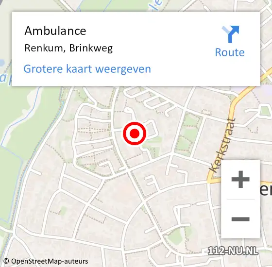 Locatie op kaart van de 112 melding: Ambulance Renkum, Brinkweg op 20 november 2020 14:16